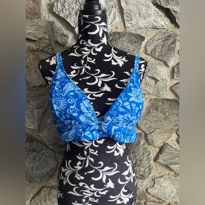 Shein Blue Paisley Patterned Bikini Top 2XL